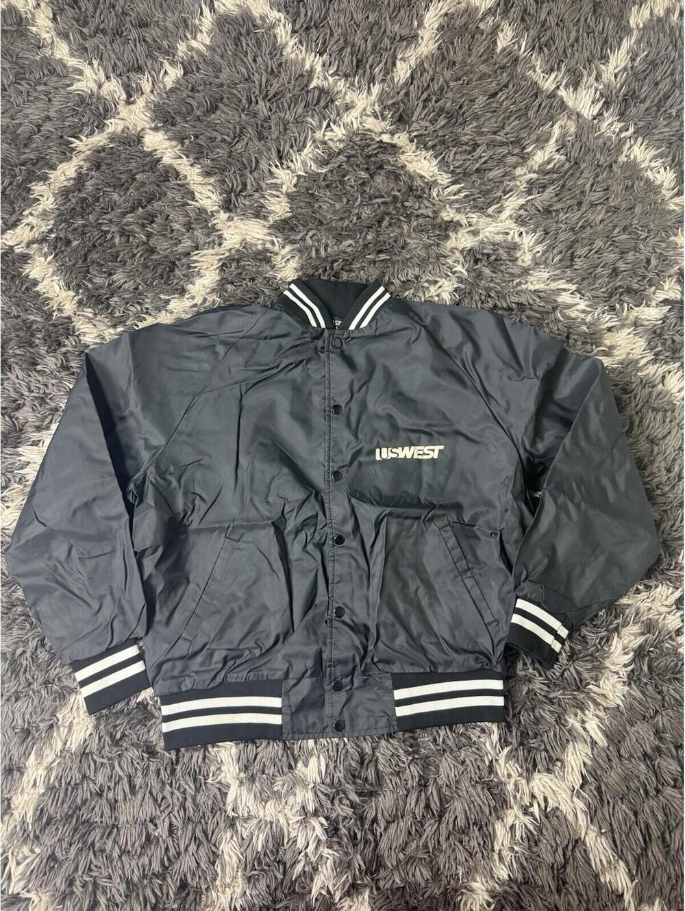 Vintage 90s US West Bomber Jacket Men’s XL Black Button Up Varsity Sportsmaster